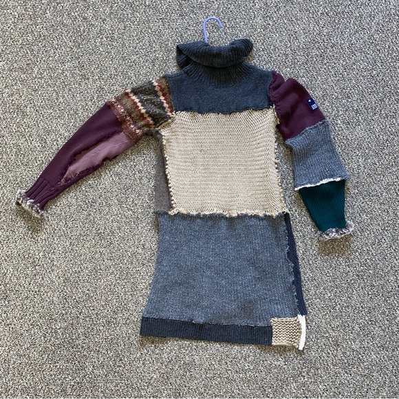 HANDMADE Recycled Repurposed Upcycled Long Sweater Boho Cozy Autumn Layers S/M - Picture 7 of 16